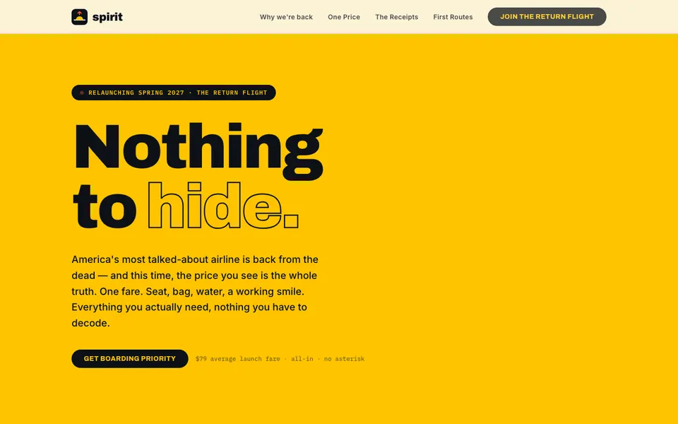 Spirit Airlines brand refresh: Fable 5 build