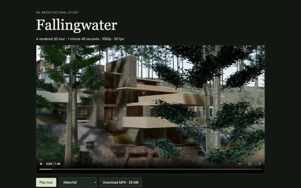Fallingwater in Blender: GPT-6 Astra build