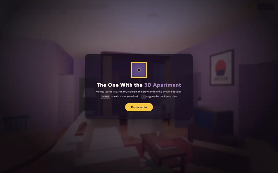 Monica's apartment explorable 3D model: Fable 5 build