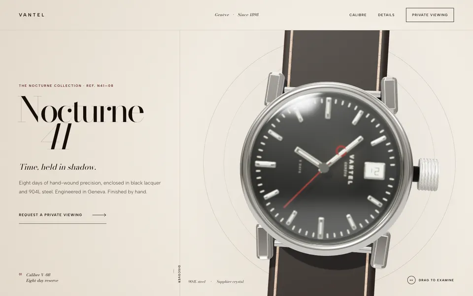 Luxury watch 3D landing page: GPT-5.6 Sol build